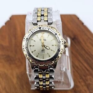 Fossil Women's Two Tone Boyfriend Watch Wide Link Band Elevated Basic AM-3118